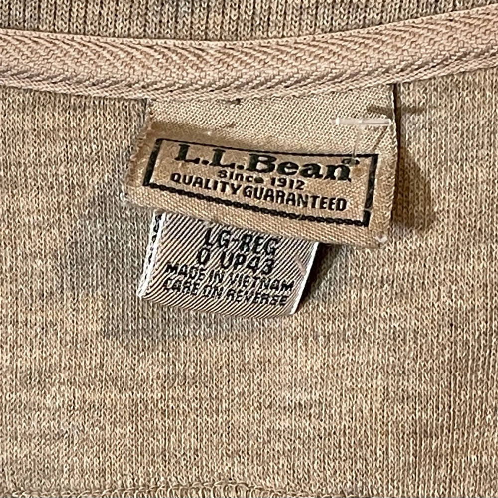 LL Bean 1/4 Zip Pullover Tan Heather Size Large - Picture 2 of 4